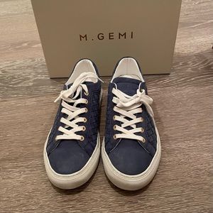 M. Gemi Blue Woven Nubuck Sneakers The Portare